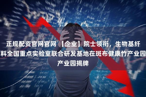 正规配资官网官网 【企业】院士领衔,生物基纤维材料全国重点实验室联合研发基地在斑布健康竹产业园揭牌